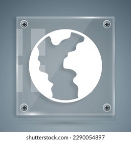 White Global economic crisis icon isolated on grey background. World finance crisis. Square glass panels. Vector