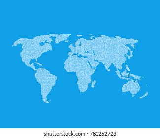 white global world map like infographic element. concept of earth globe from little dots worldmap vector badge. simple flat style trend modern logotype graphic art design isolated on blue background