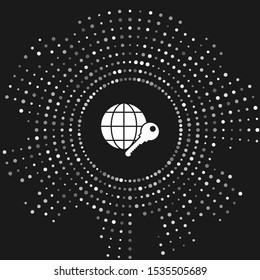White Globe key icon isolated on grey background. Abstract circle random dots. Vector Illustration