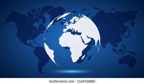 White Globe on World Map - stock vector