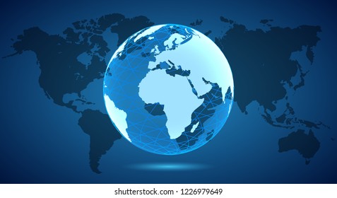 White Globe on World Map - vector