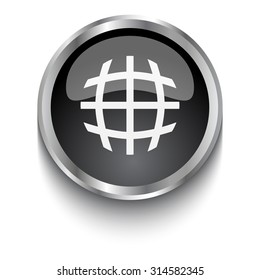 White Globe symbol on black web button