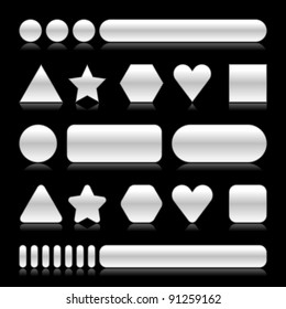 White glossy blank various forms web 2.0 buttons with reflection on black background