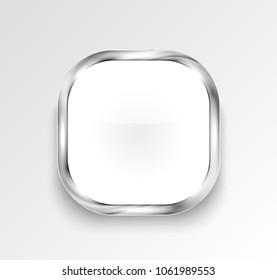 White glossy button or banner. Vector illustration.