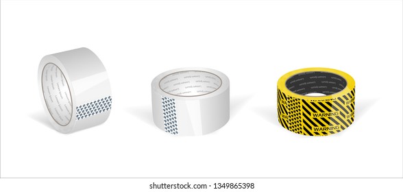 White glossy cello tape roll on white isolated background