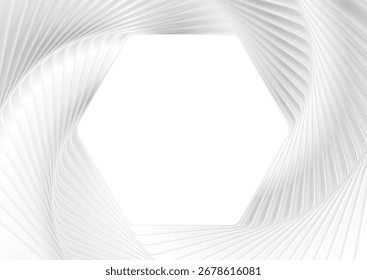 Hexágonos brilhantes brancos abstrato futurista padrão tecnológico fundo. Projeto de arte em espiral vetorial