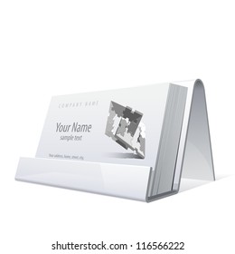 White Glossy holder for business cards. Vector Illustration