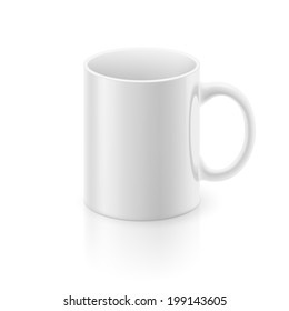 White glossy  mug on the white background.