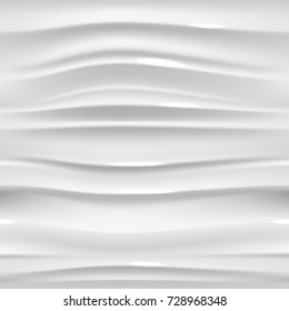 White Glossy Plasitic Seamless Texture. Wavy Background. 3D Vector Pattern.