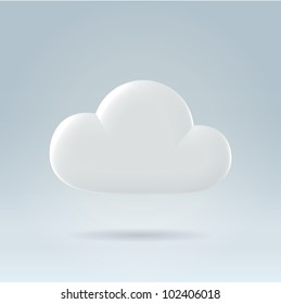 White Glossy Plastic Digital Cloud Concept Illustration