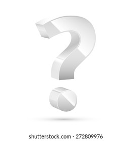 White glossy realistic question mark sign. Vector illustration