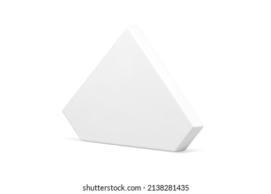 White glossy realistic vertical wall polygonal stage pedestal decorative design 3d template vector illustration. Expensive diagonally placed pentagonal podium exhibition display foundation mockup