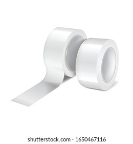 rouleau de scotch brillant blanc. Image vectorielle modèle réaliste de bande adhésive roulée, bande adhésive pour votre conception