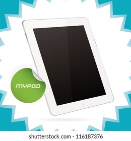 White Glossy Tablet Pad, Ipade, Ipode, Iphon style gadget Illustration, Icons, Sign, With Sticker