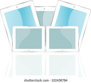 white glossy tablet pc isolated on white reflective background