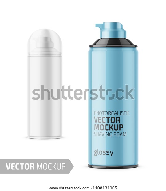 Download White Glossy Tin Can Shaving Foam Stock Vector Royalty Free 1108131905