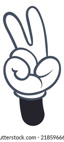 White Glove Comic Hand Showing Two Fingers