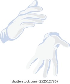 Guantes blancos haciendo gestos. Manos de mago icono de dibujos animados