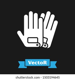 White Gloves icon isolated on black background. Extreme sport. Sport equipment.  Vector Illustration