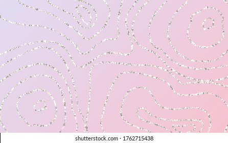 weißer, hellrosa Hintergrund. Art Sparkle Design. Silver Round Falling Tapete. Sequin Glamor Postcard.
