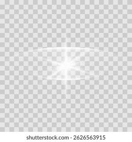 White glow explosion transparent. Vector illustration for cool ray glitter decoration effect. Bright star. Transparent glitter gradient sparkle, bright flash. Glare texture. Glowing eye