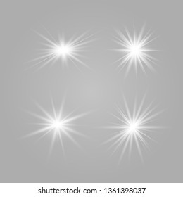 White glow light explodes on a transparent background. with ray. Transparent shining sun, bright flash. The center of a bright flash.
