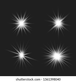 White glow light explodes on a transparent background. with ray. Transparent shining sun, bright flash. The center of a bright flash.