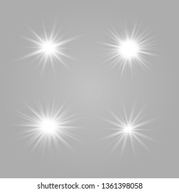 White glow light explodes on a transparent background. with ray. Transparent shining sun, bright flash. The center of a bright flash.