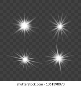 White glow light explodes on a transparent background. with ray. Transparent shining sun, bright flash. The center of a bright flash.
