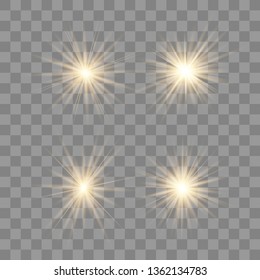 White glow light explodes on a transparent background. with ray. Transparent shining sun, bright flash. The center of a bright flash.