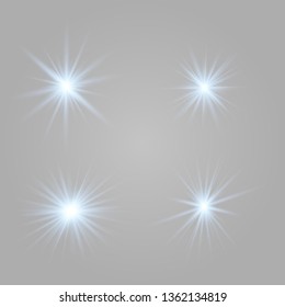 White glow light explodes on a transparent background. with ray. Transparent shining sun, bright flash. The center of a bright flash.