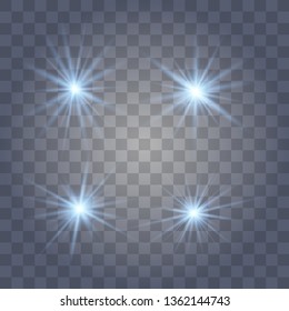 White glow light explodes on a transparent background. with ray. Transparent shining sun, bright flash. The center of a bright flash.