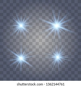 White glow light explodes on a transparent background. with ray. Transparent shining sun, bright flash. The center of a bright flash.