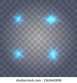 White glow light explodes on a transparent background. with ray. Transparent shining sun, bright flash. The center of a bright flash.
