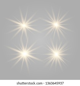 White glow light explodes on a transparent background. with ray. Transparent shining sun, bright flash. The center of a bright flash.