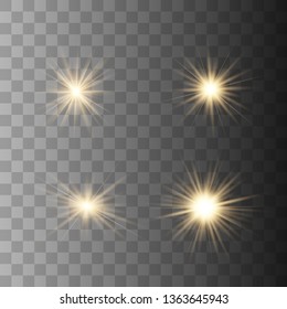 White glow light explodes on a transparent background. with ray. Transparent shining sun, bright flash. The center of a bright flash.