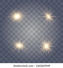 White glow light explodes on a transparent background. with ray. Transparent shining sun, bright flash. The center of a bright flash.