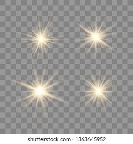 White glow light explodes on a transparent background. with ray. Transparent shining sun, bright flash. The center of a bright flash.