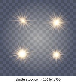 White glow light explodes on a transparent background. with ray. Transparent shining sun, bright flash. The center of a bright flash.
