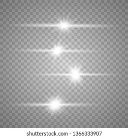 White Glow special light effect.Set of flashes, lights and sparks. Bright gold flashes and glares.Transparent shining sun, bright flash. 