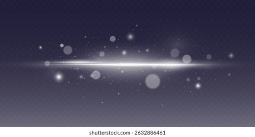 White glowing effect of flash of sparks, light effect of neon explosion line.