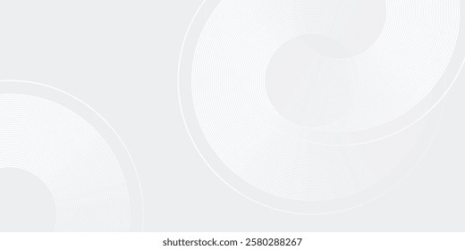 White glowing geometric lines on gray modern shiny blue circle lines pattern. Futuristic technology concept abstract modern design