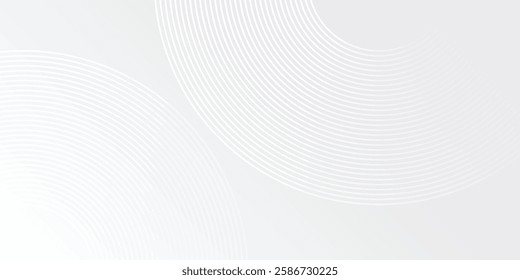 White glowing geometric lines on gray background. Modern shiny blue circle abstract