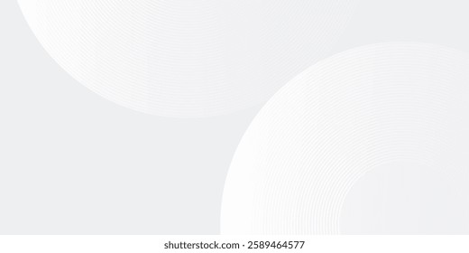 White glowing geometric lines on gray background. Modern shiny blue circle lines pattern. Futuristic technology concept. Suit for cover art modern