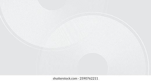 White glowing geometric lines on gray background. Modern shiny blue circle lines pattern. Futuristic technology concept. Suit for cover illustration abstract simple