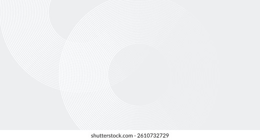 White glowing geometric lines on gray background. Modern shiny blue circle lines pattern. Futuristic technology concept simple