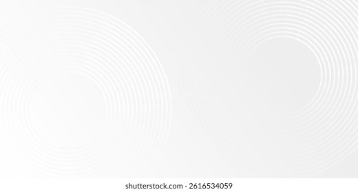 White glowing geometric lines on gray background. Modern shiny blue circle abstract