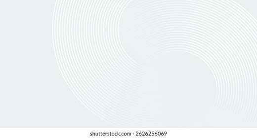 White glowing geometric lines on gray background. Modern shiny blue circle lines pattern. Futuristic technology concept. Suit for cover simple