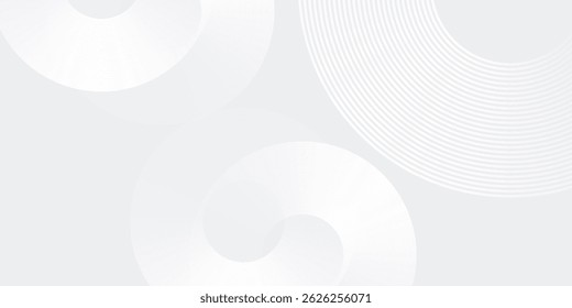 Líneas geométricas brillantes blancas sobre fondo gris. Moderno patrón de líneas de círculo azul brillante. Concepto de tecnología futurista. Traje para el arte abstracto moderno simple de la cubierta