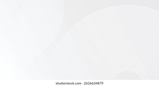 White glowing geometric lines on gray background. Modern shiny blue circle abstract